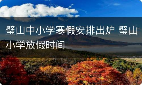 璧山中小学寒假安排出炉 璧山小学放假时间