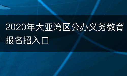 2020年大亚湾区公办义务教育报名招入口