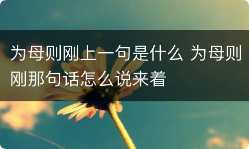 为母则刚上一句是什么 为母则刚那句话怎么说来着