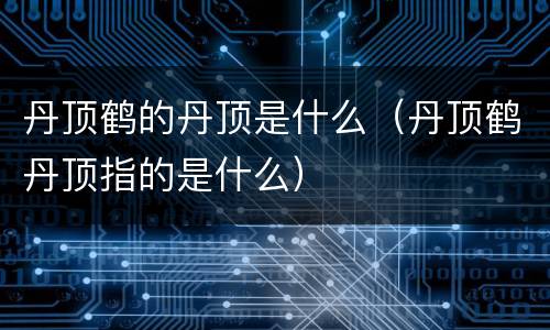 丹顶鹤的丹顶是什么（丹顶鹤丹顶指的是什么）