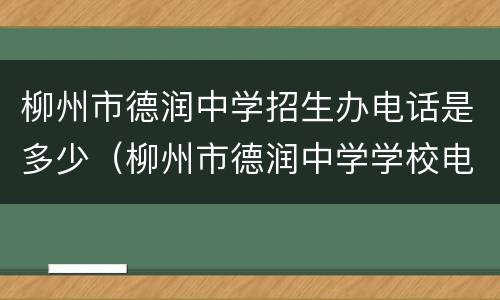 柳州市德润中学招生办电话是多少（柳州市德润中学学校电话）