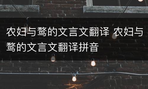 农妇与鹜的文言文翻译 农妇与鹜的文言文翻译拼音