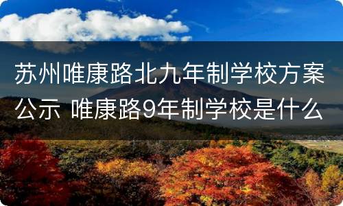 苏州唯康路北九年制学校方案公示 唯康路9年制学校是什么学校
