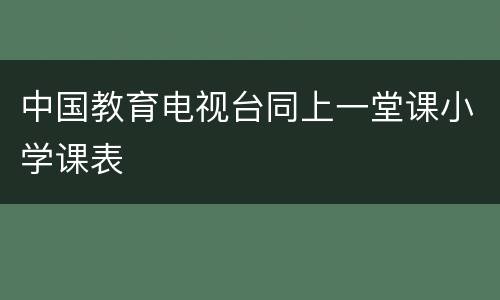 中国教育电视台同上一堂课小学课表