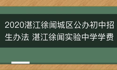 2020湛江徐闻城区公办初中招生办法 湛江徐闻实验中学学费多少