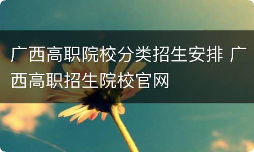 广西高职院校分类招生安排 广西高职招生院校官网