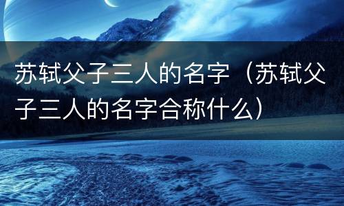 苏轼父子三人的名字（苏轼父子三人的名字合称什么）