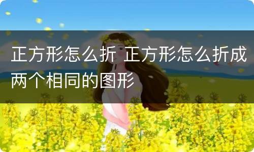 正方形怎么折 正方形怎么折成两个相同的图形