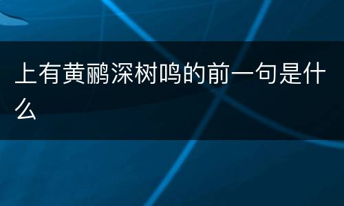 上有黄鹂深树鸣的前一句是什么