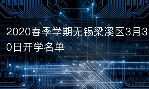 2020春季学期无锡梁溪区3月30日开学名单