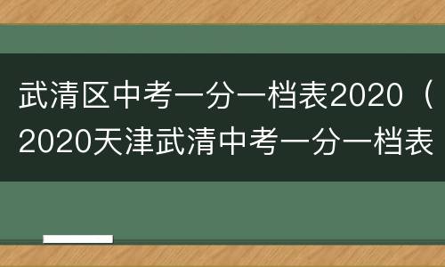 武清区中考一分一档表2020（2020天津武清中考一分一档表）