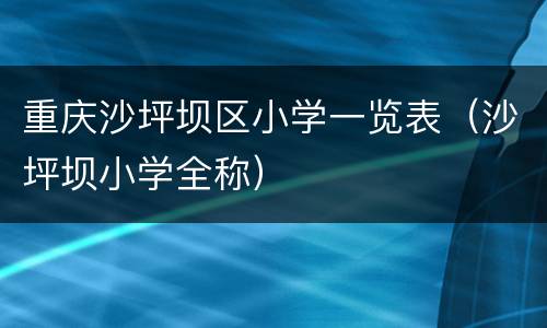重庆沙坪坝区小学一览表（沙坪坝小学全称）
