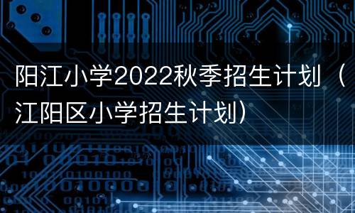 阳江小学2022秋季招生计划（江阳区小学招生计划）