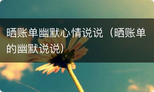 晒账单幽默心情说说（晒账单的幽默说说）