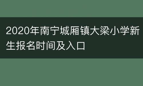 2020年南宁城厢镇大梁小学新生报名时间及入口