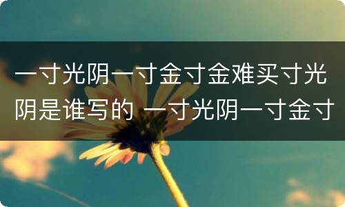 一寸光阴一寸金寸金难买寸光阴是谁写的 一寸光阴一寸金寸金难买寸光阴出自哪里