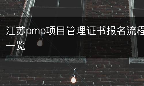 江苏pmp项目管理证书报名流程一览