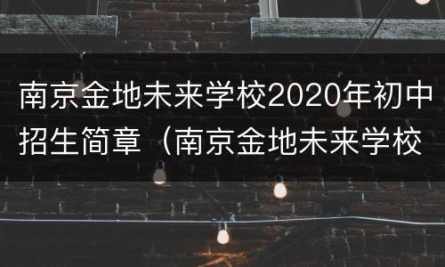 南京金地未来学校2020年初中招生简章（南京金地未来学校2020年初中招生简章及答案）
