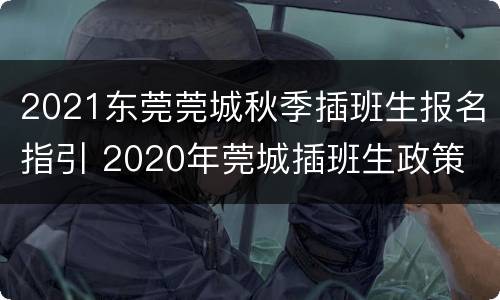 2021东莞莞城秋季插班生报名指引 2020年莞城插班生政策