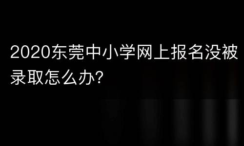 2020东莞中小学网上报名没被录取怎么办？