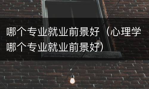 哪个专业就业前景好（心理学哪个专业就业前景好）