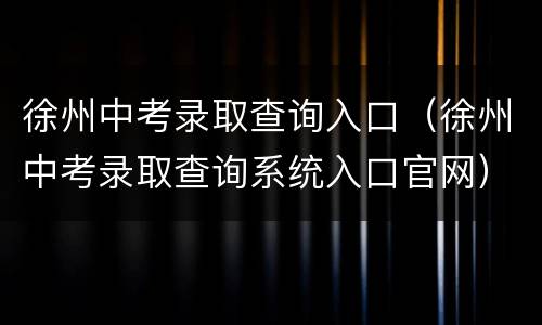 徐州中考录取查询入口（徐州中考录取查询系统入口官网）