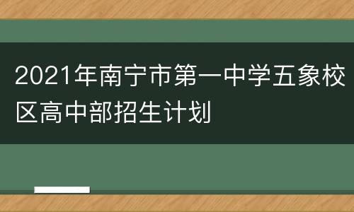2021年南宁市第一中学五象校区高中部招生计划