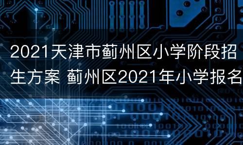 2021天津市蓟州区小学阶段招生方案 蓟州区2021年小学报名时间
