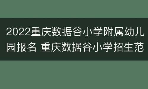 2022重庆数据谷小学附属幼儿园报名 重庆数据谷小学招生范围2020