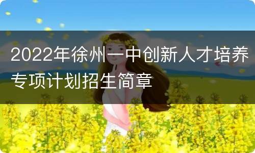 2022年徐州一中创新人才培养专项计划招生简章