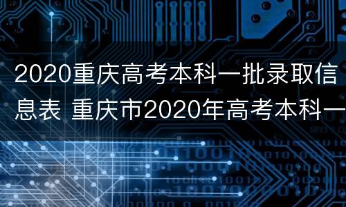2020重庆高考本科一批录取信息表 重庆市2020年高考本科一批录取情况
