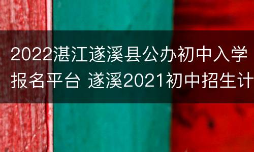 2022湛江遂溪县公办初中入学报名平台 遂溪2021初中招生计划