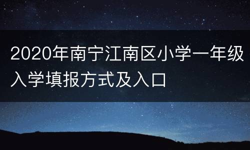 2020年南宁江南区小学一年级入学填报方式及入口