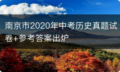 南京市2020年中考历史真题试卷+参考答案出炉