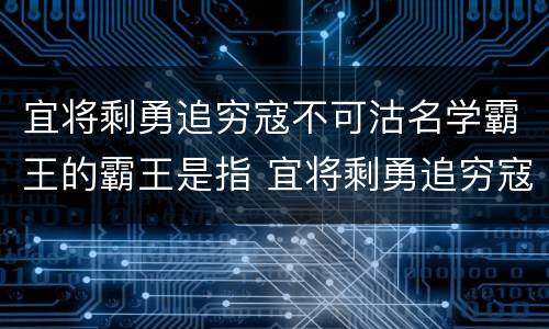 宜将剩勇追穷寇不可沽名学霸王的霸王是指 宜将剩勇追穷寇不可沽名学霸王的霸王指的是谁