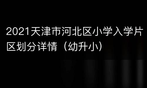 2021天津市河北区小学入学片区划分详情（幼升小）