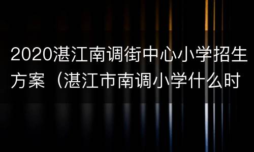 2020湛江南调街中心小学招生方案（湛江市南调小学什么时候开建）