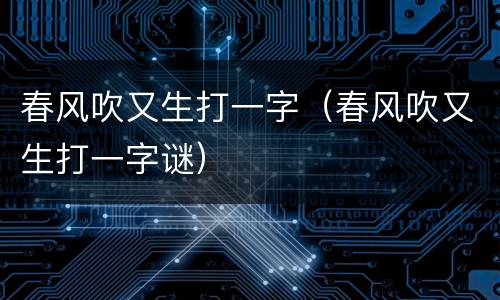 春风吹又生打一字（春风吹又生打一字谜）