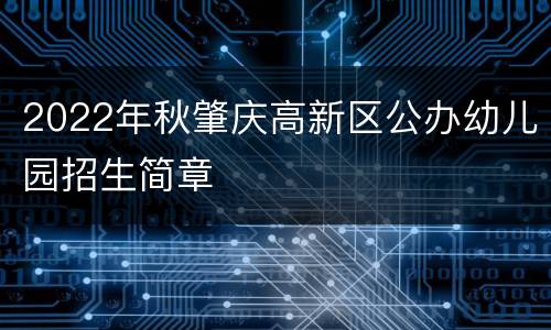 2022年秋肇庆高新区公办幼儿园招生简章