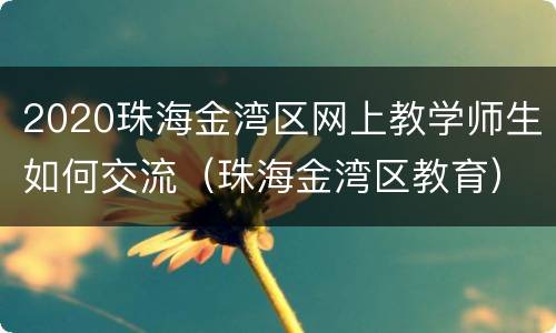 2020珠海金湾区网上教学师生如何交流（珠海金湾区教育）