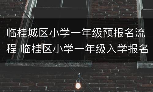 临桂城区小学一年级预报名流程 临桂区小学一年级入学报名