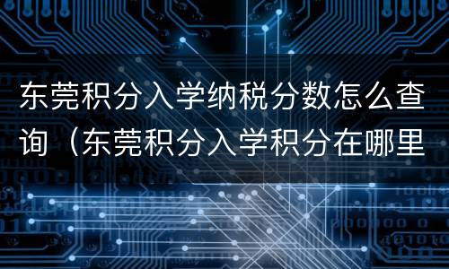 东莞积分入学纳税分数怎么查询（东莞积分入学积分在哪里查）
