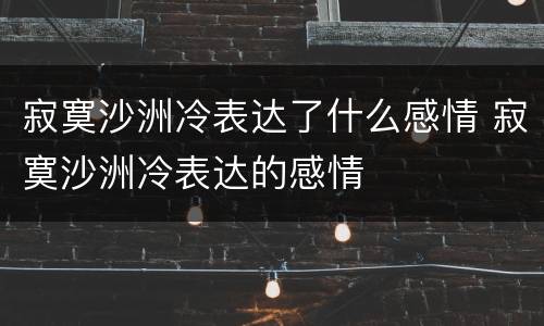 寂寞沙洲冷表达了什么感情 寂寞沙洲冷表达的感情