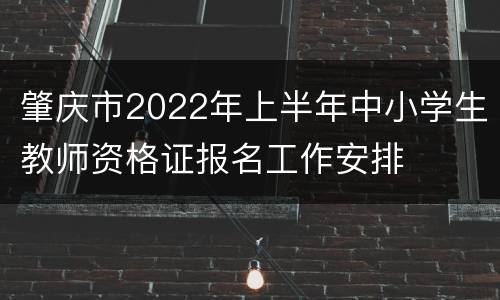 肇庆市2022年上半年中小学生教师资格证报名工作安排