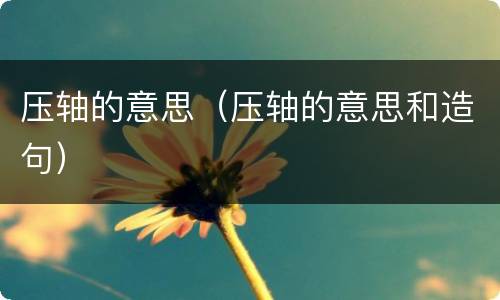 压轴的意思（压轴的意思和造句）