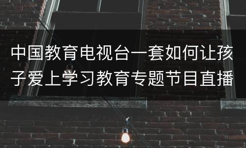 中国教育电视台一套如何让孩子爱上学习教育专题节目直播入口