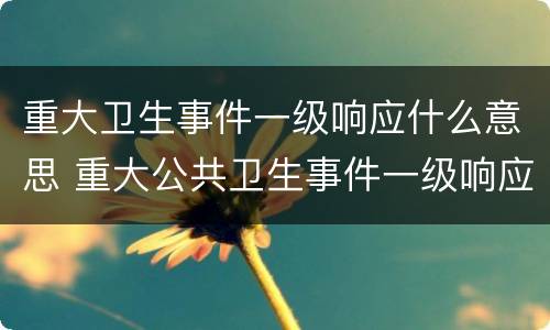 重大卫生事件一级响应什么意思 重大公共卫生事件一级响应是什么意思