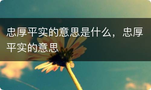 忠厚平实的意思是什么，忠厚平实的意思