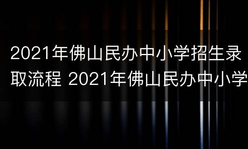2021年佛山民办中小学招生录取流程 2021年佛山民办中小学招生录取流程视频