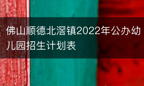 佛山顺德北滘镇2022年公办幼儿园招生计划表